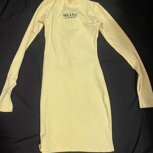 Milano Di Rouge Long Sleeve Bodycon Dress in neon green